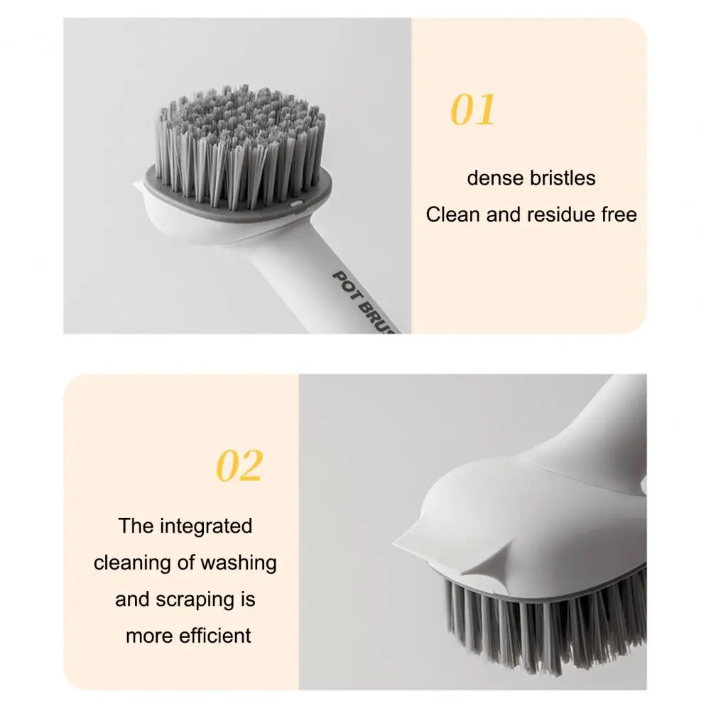 Oil-resistant Pot Scrubber Pot Brush with Oil-free Bristles 360-degree Rotating Head Tool Extended Handle Multi-surface for Pots
