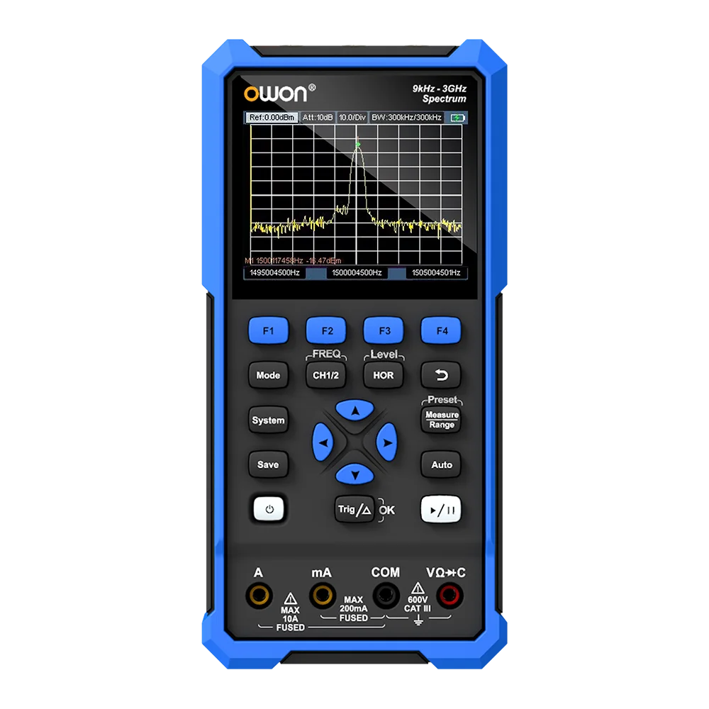 

3-in-1 Handheld Spectrum Analyzer 9kHz-3GHz + 200MHz Oscilloscope + 4.5-Digit Multimeter USB Type-C Portable
