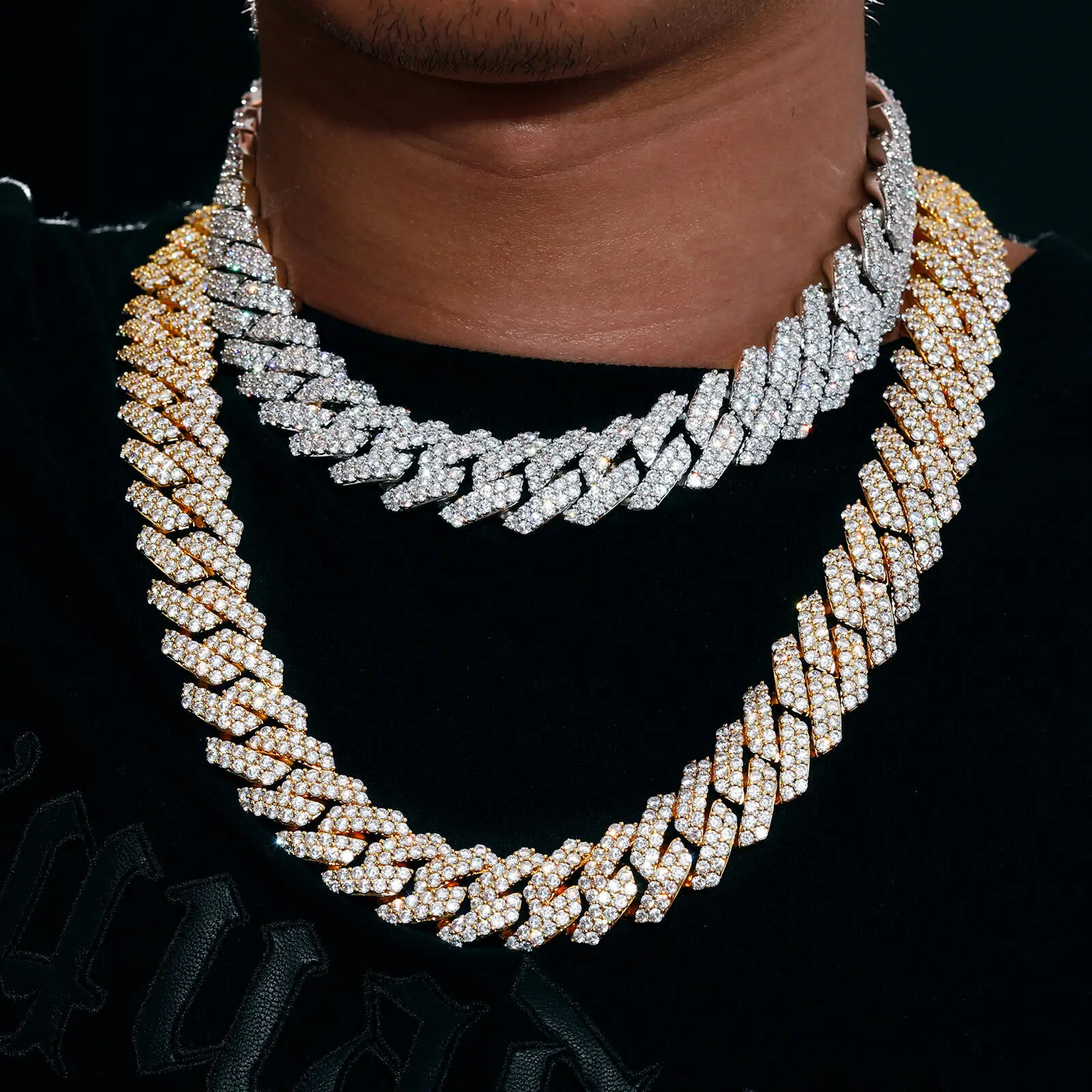 Luxury Cubana Fine Jewelry 20 Mm 925 Sterling Silver Gold Plated Custom Moissanite Iced Out Miami Cuban Link Chain Necklace