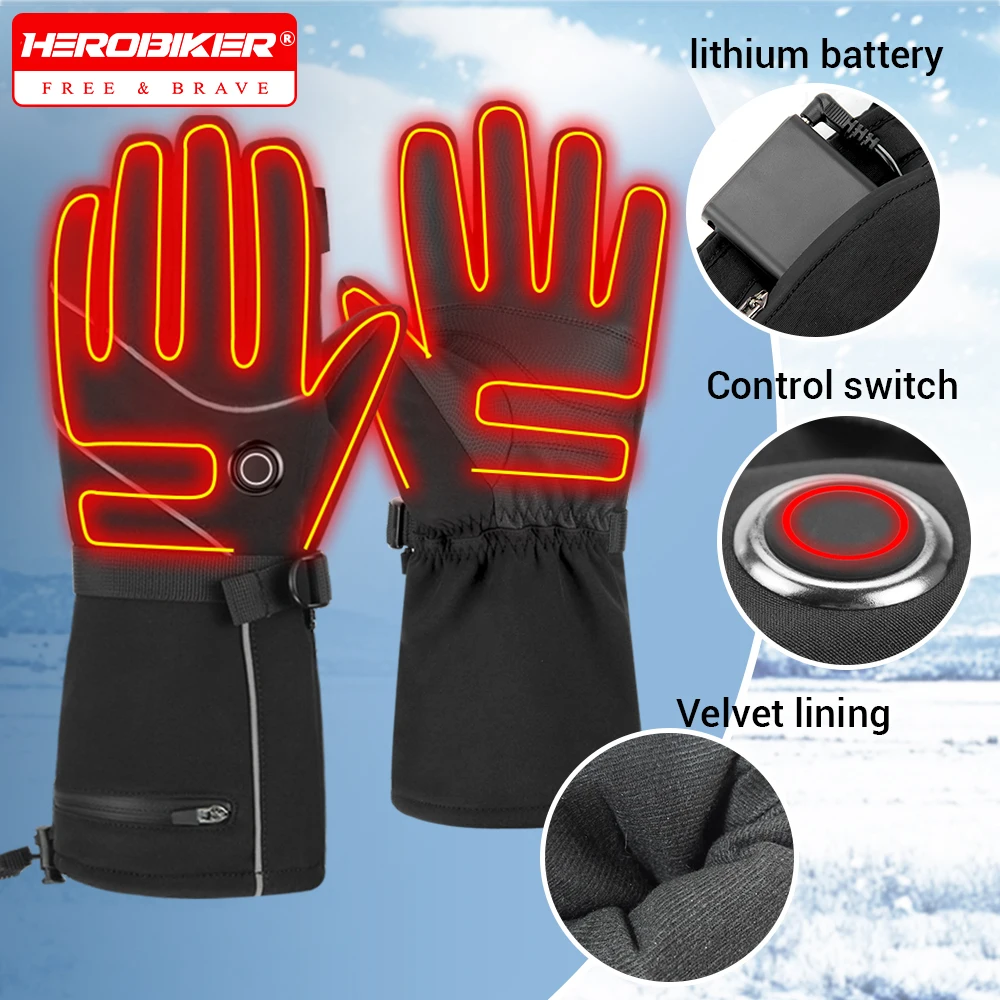 

New Electric Heating Gloves Touch Screen Winter Motorcycle Gloves Waterproof Skiing Riding Gloves Winter Heating Thermal Gloves