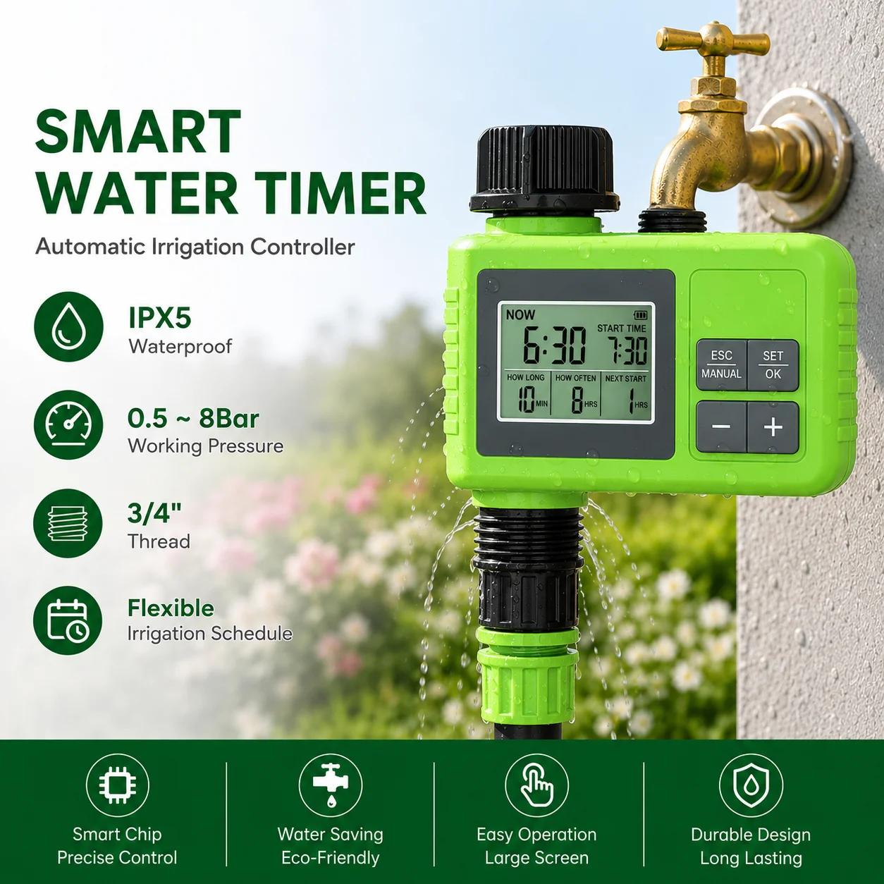 Automatic Outdoor Sprinkler Timer Remote Garden Water Timer Smart Irrigation Watering System Hose Control Unit Waterproof