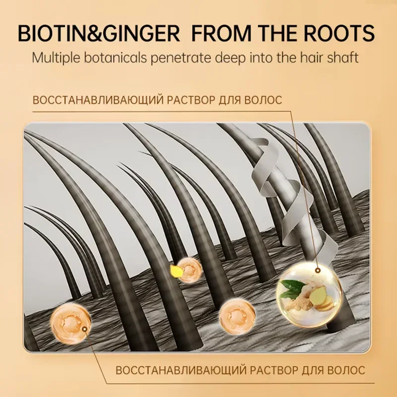 PURC 300ml Shampoo alla biotina Set di essenze per la crescita dei capelli allo zenzero Prodotti per la crescita dei capelli per uomini e donne Cura dei capelli