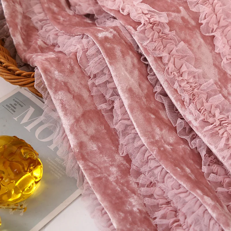 

Embroidery Retro Style Three-dimensional Lace Fabric Lotus Leaf Dress Fashion Lace Embroidery Fabric