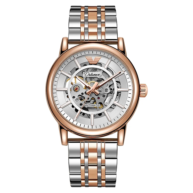 

Dulunwe мужские автоматические механические часы роскошные часы водостойкие скелетон деловые подарочные часы из нержавеющей стали Reloj Hombre