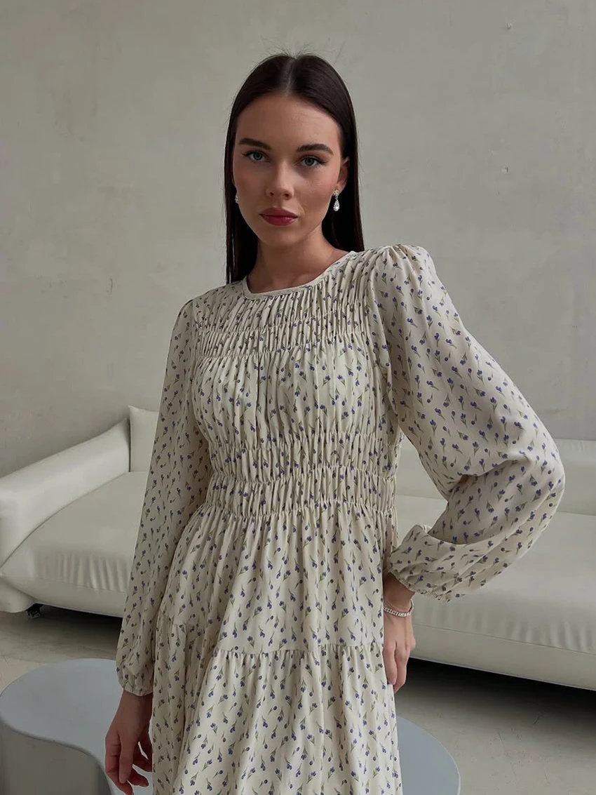 ثوب نوم نسائي مطبوع من Marthaqiqi بأكمام طويلة وياقة مربعة بيجامة بطول الكاحل ملابس نوم نسائية غير رسمية فضفاضة