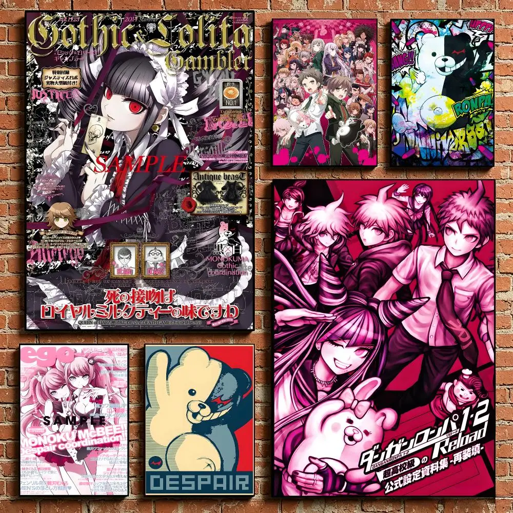 Fashion JP Hot Anime Danganronpa Poster HD Self‑Adhesive Art Print Home Wall Ornament for Clubs Cafe and Living Room Decoration