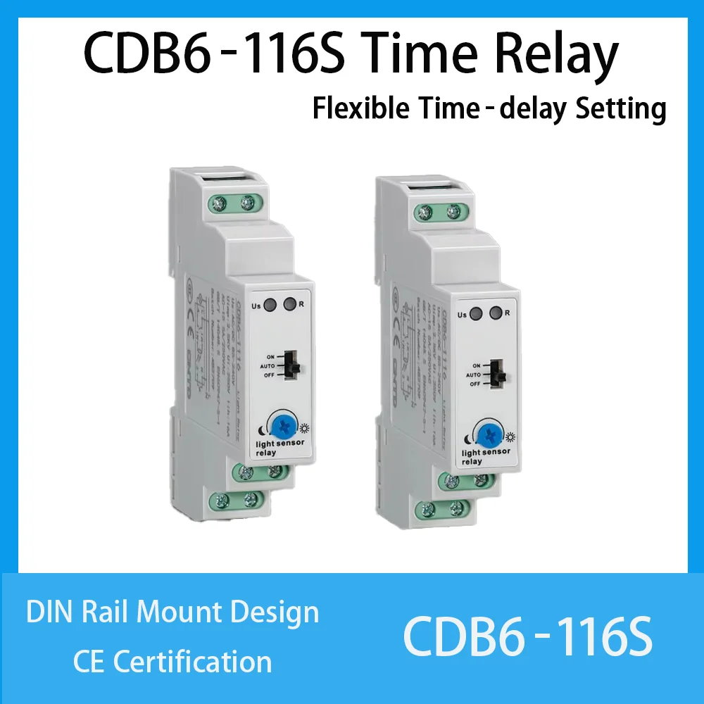 CNTD CDB6‑116S Time Relay DIN Rail Mount Adjustable Multi Time‑Range Industrial Control Timer Relay