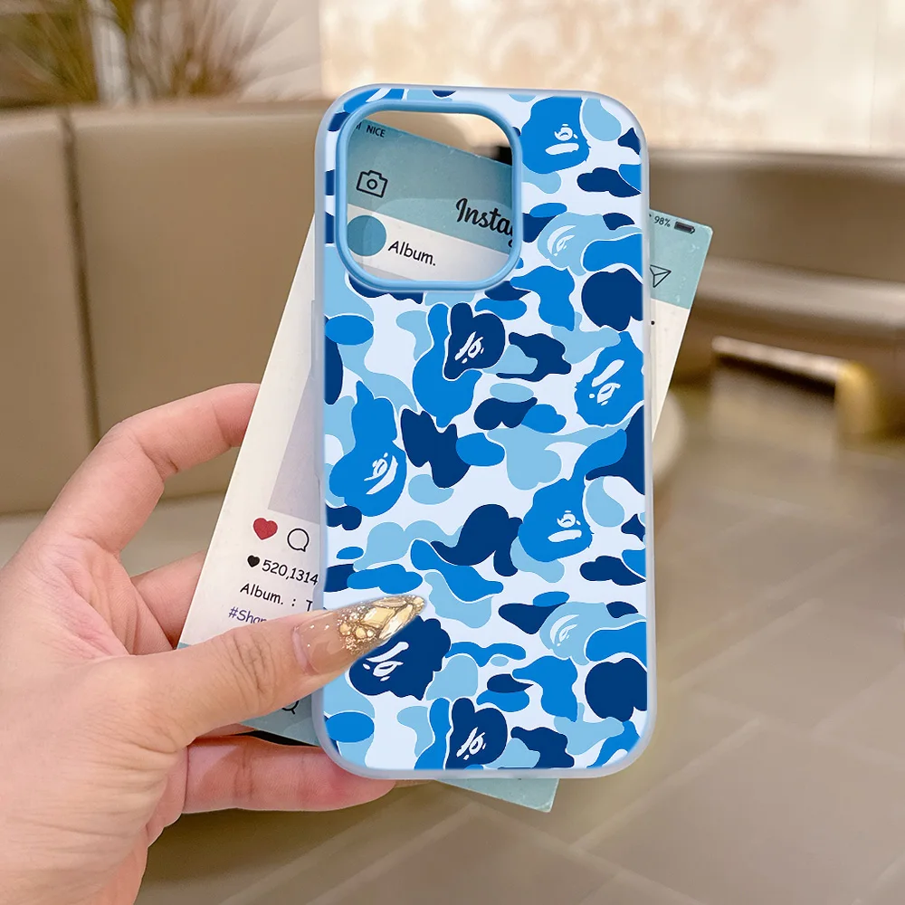 Modische Leoparden-Matte Bonbonfarben 2-in-1 Handyhülle für A-BAPES-Cool iPhone 18 17 17e Air 16e 16 15 14 13 Plus 12 11 Pro XR Max – Detail 6