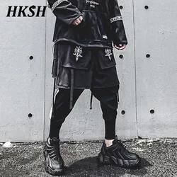 HKSH Fake Two Pieces Embroidered Legged Overalls High Street Hip Hop Dark Techwear Autumn Winter New Cargo Pants Trendy HK2900