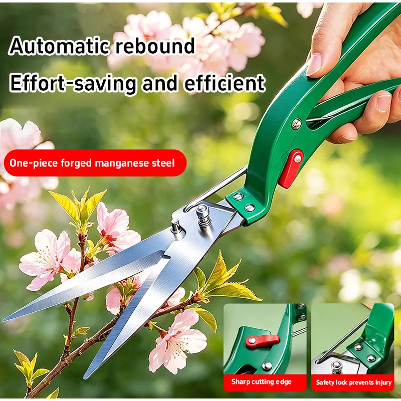 Stainless Steel Grass Shears Labor Saving Handheld Lawn Cutter For Backyard Gardening Hedge Trimming Yard Weeding Scissors Tool