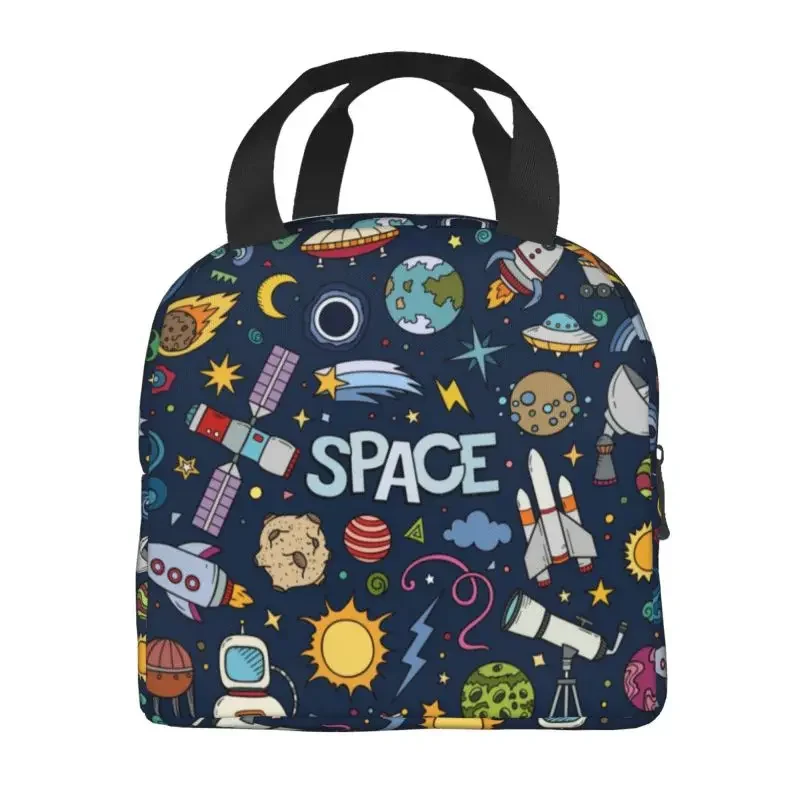 Space Universe Sun Planet Portable Lunch Boxes Waterproof Astronaut Spaceship Thermal Cooler Food Lunch Bag Office Work