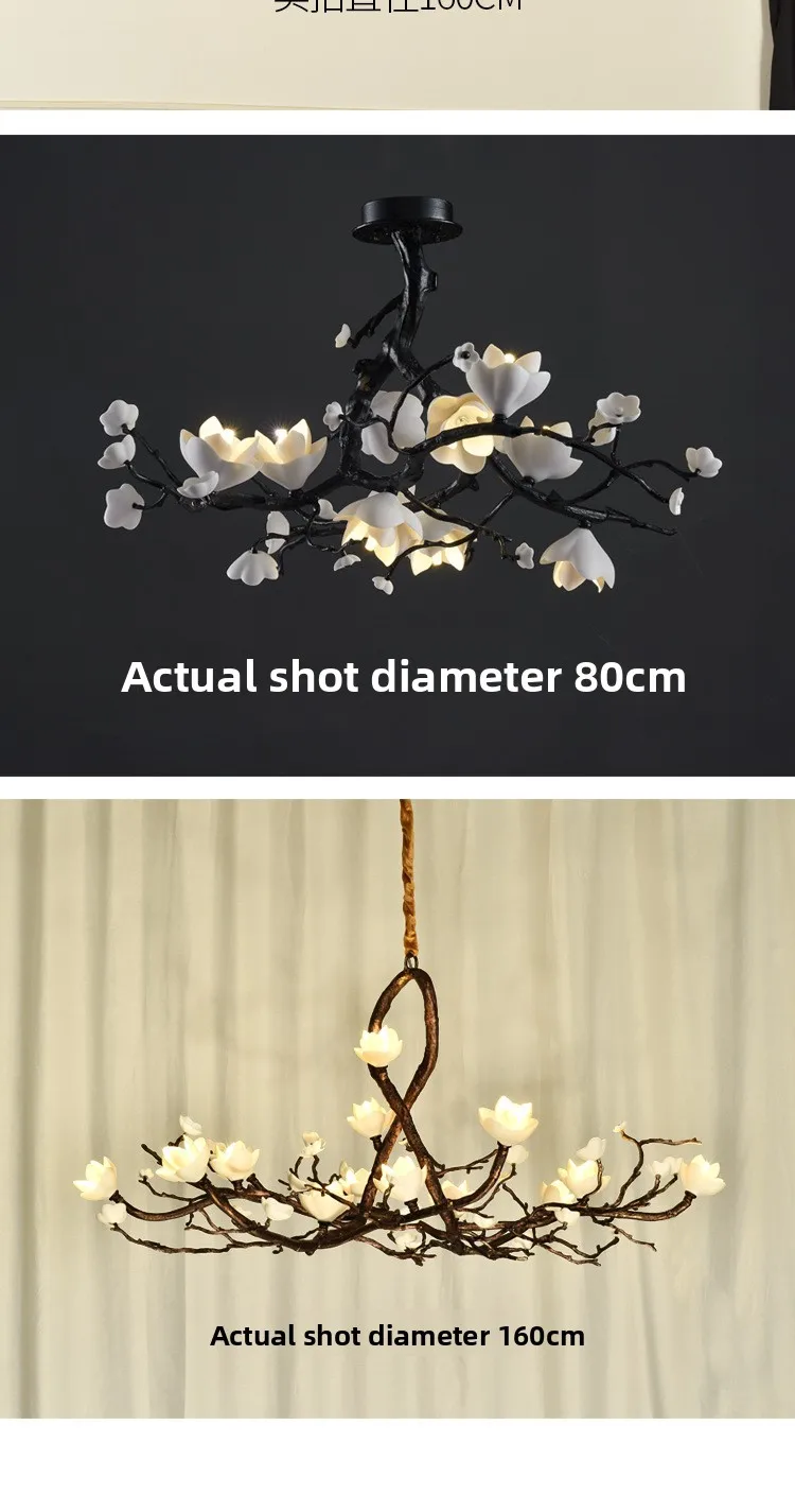 ثريا على شكل زهرة فرعية من النحاس بالكامل، ثريا غرفة الشاي الرجعية الهادئة الفاخرة