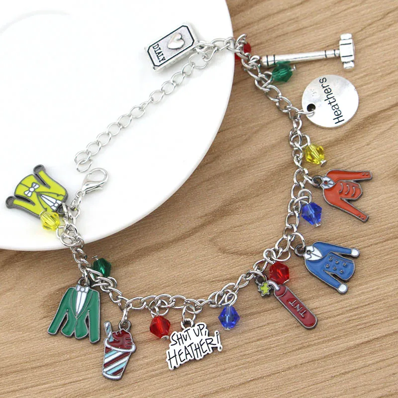 Heathers Broadway Musicals bracciale a tema per donna uomo bracciale con ciondoli in metallo Multicharm appassionati di musica regali di gioielli