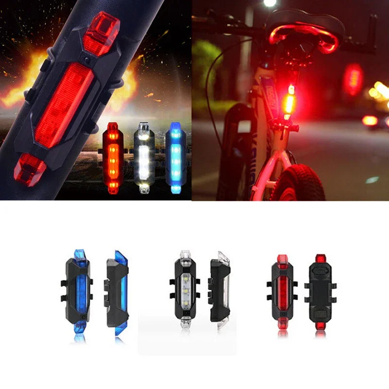 Bicycle Rear Light Waterproof USB Rechargeable LED Safety Warning Lamp Bike Flashing Accessories Night Riding Cycling Taillight