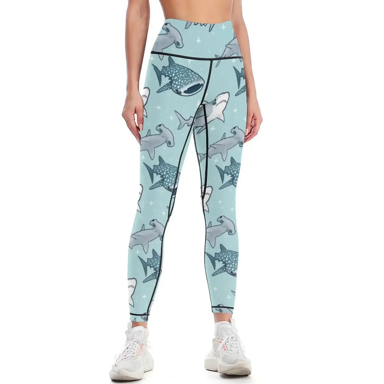 

Shark Pattern Leggings push up fitness workout shorts Fitness's gym clothes sport pants Womens Leggings