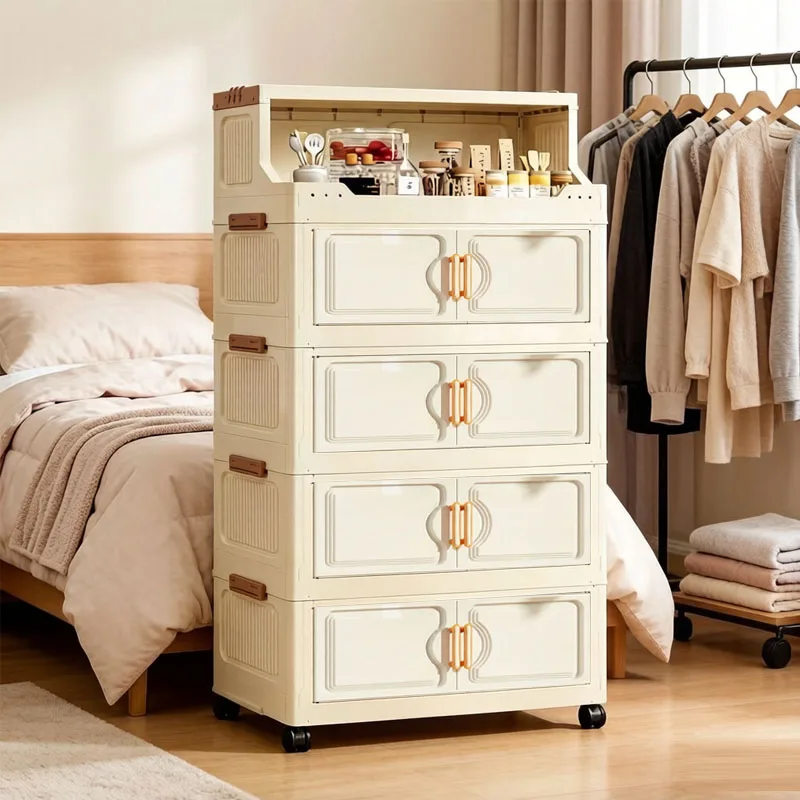 

Folding Storage Cabinet Multi-scene Dustproof Wardrobe Sundries Cabinet Foldable Locker for Home Office Organization