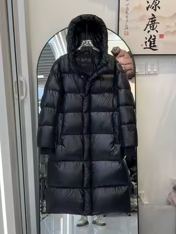 OFTBUY New Winter Black Gold Seven Grid Detachable Hooded Puffer Jacket Women Loose Warm Thickened Long Duck Down Coat Lady