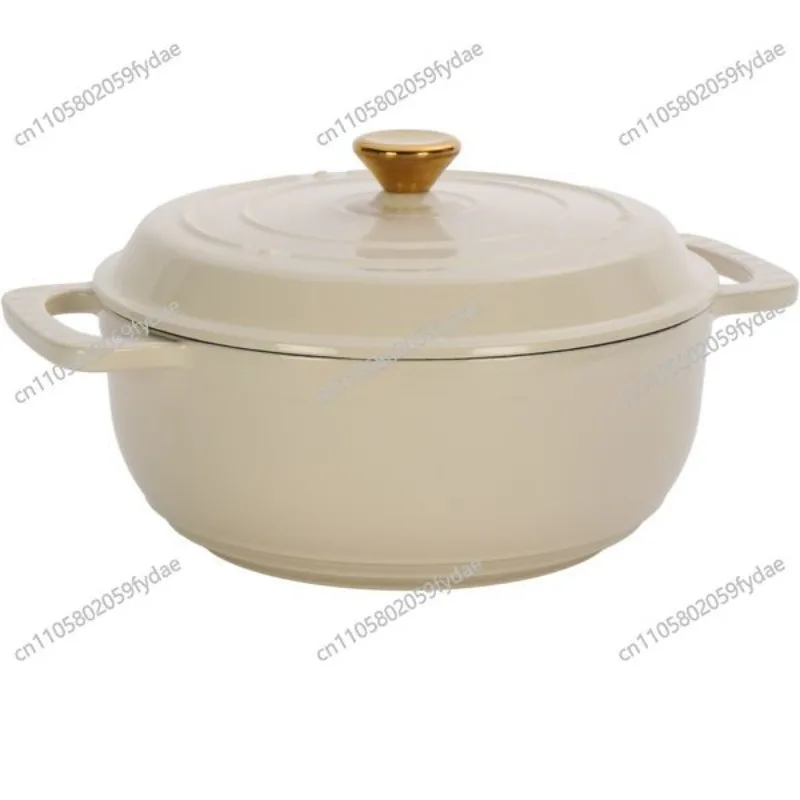 7.5QT Cast Iron Dutch Baking Pot with Ceramic White Enamel Coating