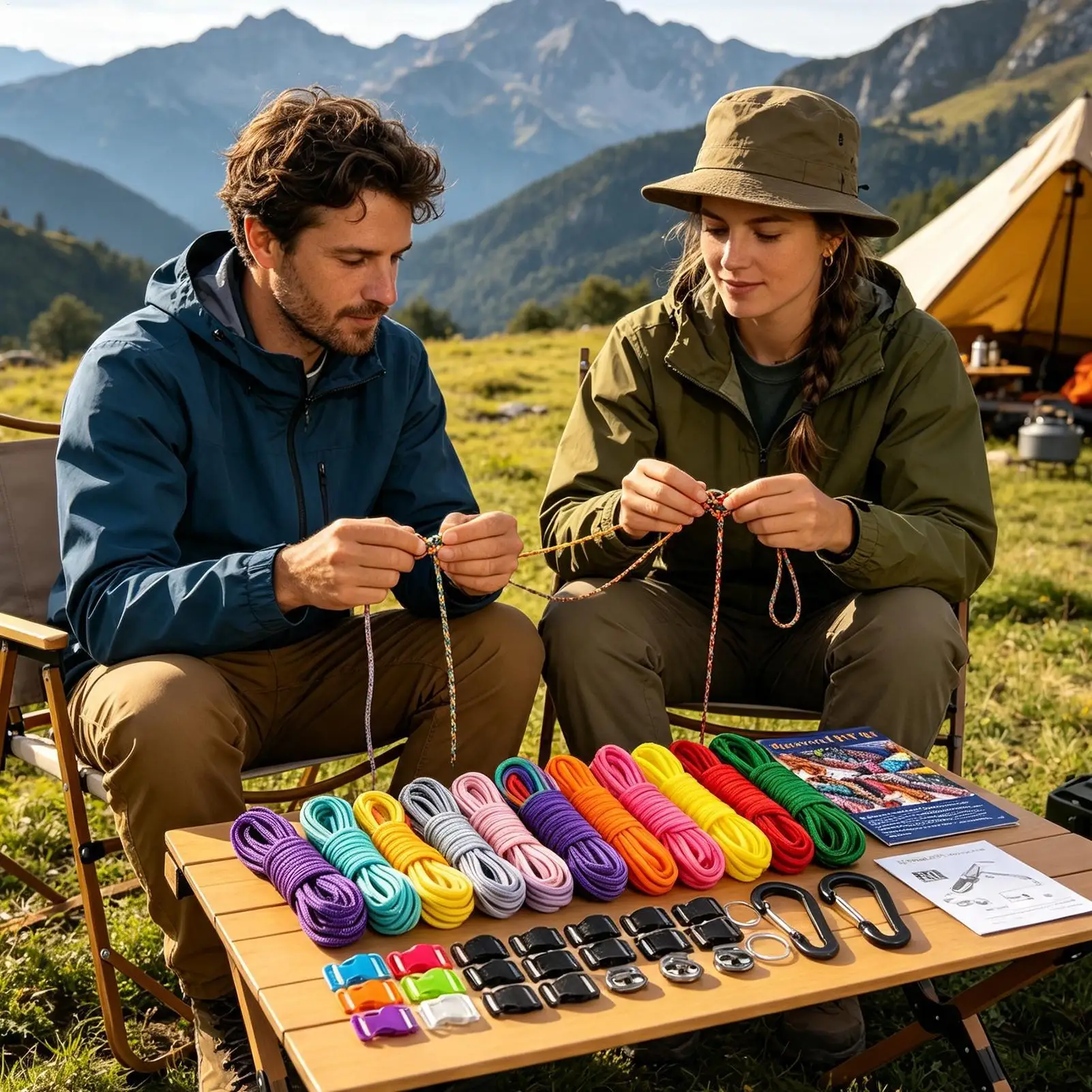 Paracord Rope 16-Color With Carabiners Key Rings DIY Multifunction Survival Paracord String For Home Camping Hiking Bracelet