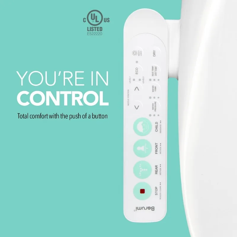 BM-5000 Electric Elongated Bidet for Toilet, Warm Seat & Air Dryer, Warm Water & Pressure, Self-Cleaning, Child Mode