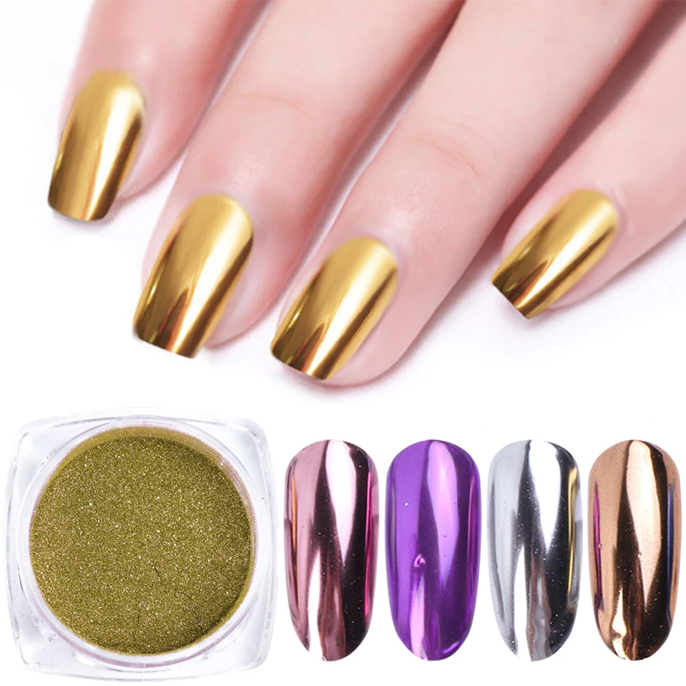 

Holographic Nail Powder Chrome Laser Mirror Glitter Nail Art Pigment Rubbing Silver Grey Dust Flakes Manicure Decorations