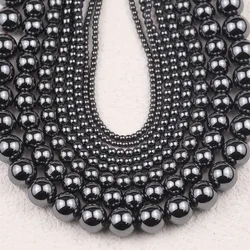 Black Hematite Round Natural Stone Spacers Loose Beads for Jewelry Making DIY Love Bracelet Necklace Accessories 2/3/4/6/8/10MM