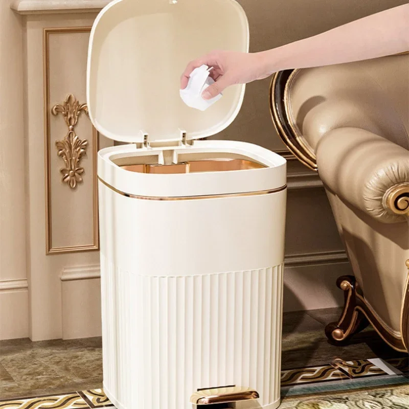 10/15L Living Room Trash Can with Lid Pedal Type  Trash Can Toilet Bedroom Office Paper Towel Basket Kitchen Trash Can