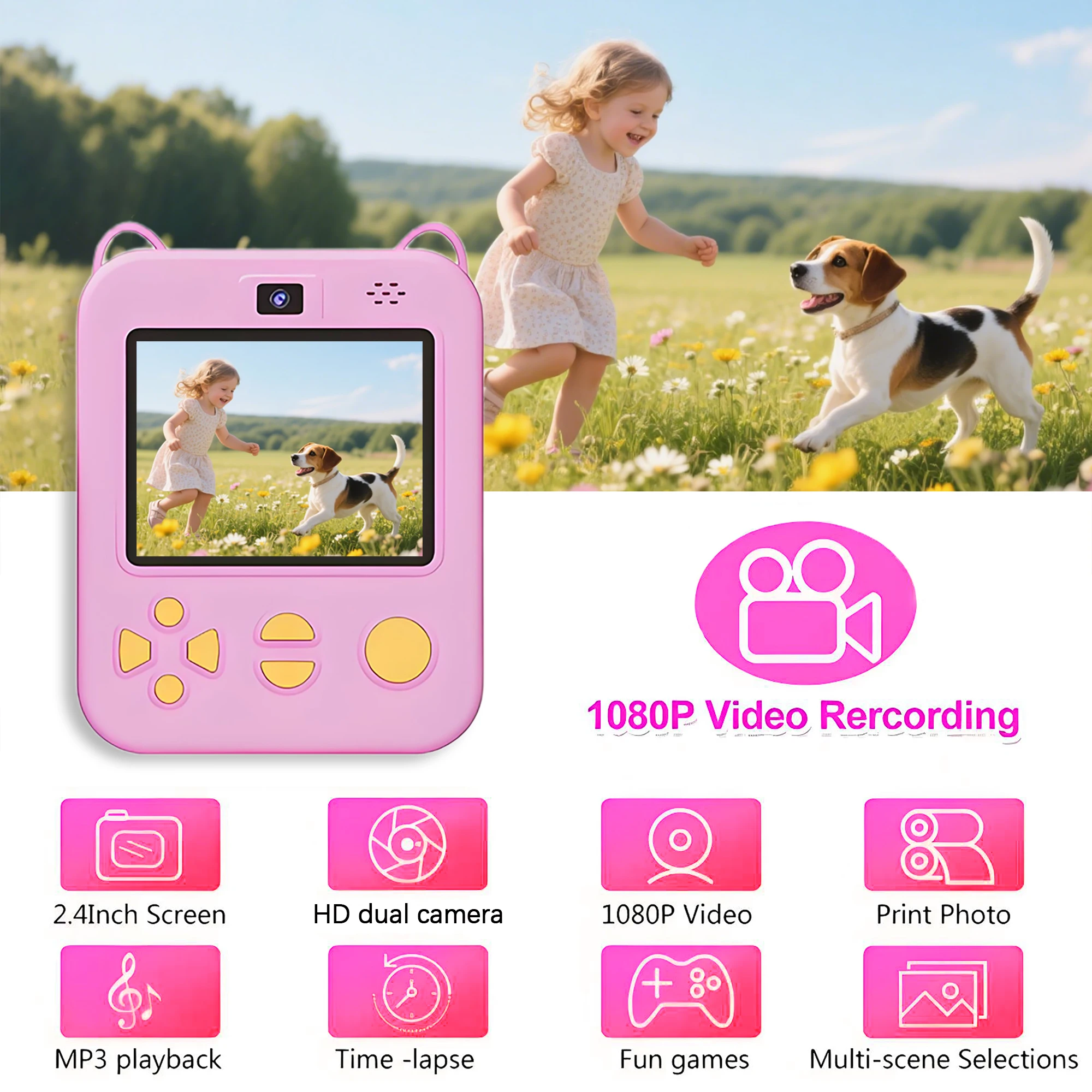 Câmera digital para crianças Impressão instantânea A câmera pode imprimir instantaneamente Câmera de impressão instantânea Crianças e é uma pequena câmera portátil
