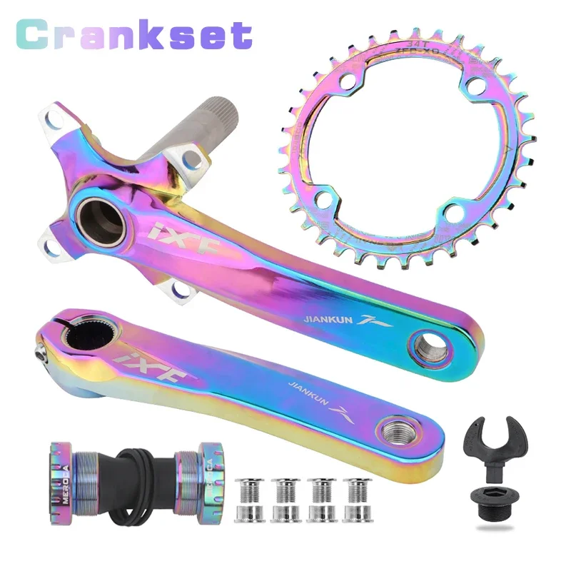 IXF 104BCD MTB Crankset Colorful Crank 170mm 32T 34T 36T 38T Aluminum Alloy Narrow Wide Teeth Mountain Bike Sprocket Wheel