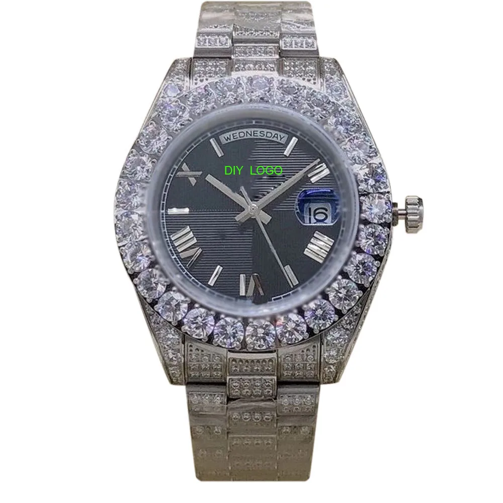 Customized Logo43mm men's automatic watch, diamond watch with Roman numeral mechanical movement, men's gift