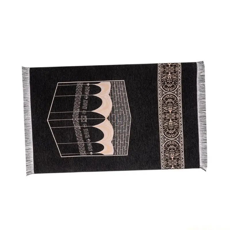 QX2E Arabic Prayer Mat with Tassels Islamic Prayer Rugs Muslims Pilgrimages Blanket Home Kneeling Mat Washable Worship Mat