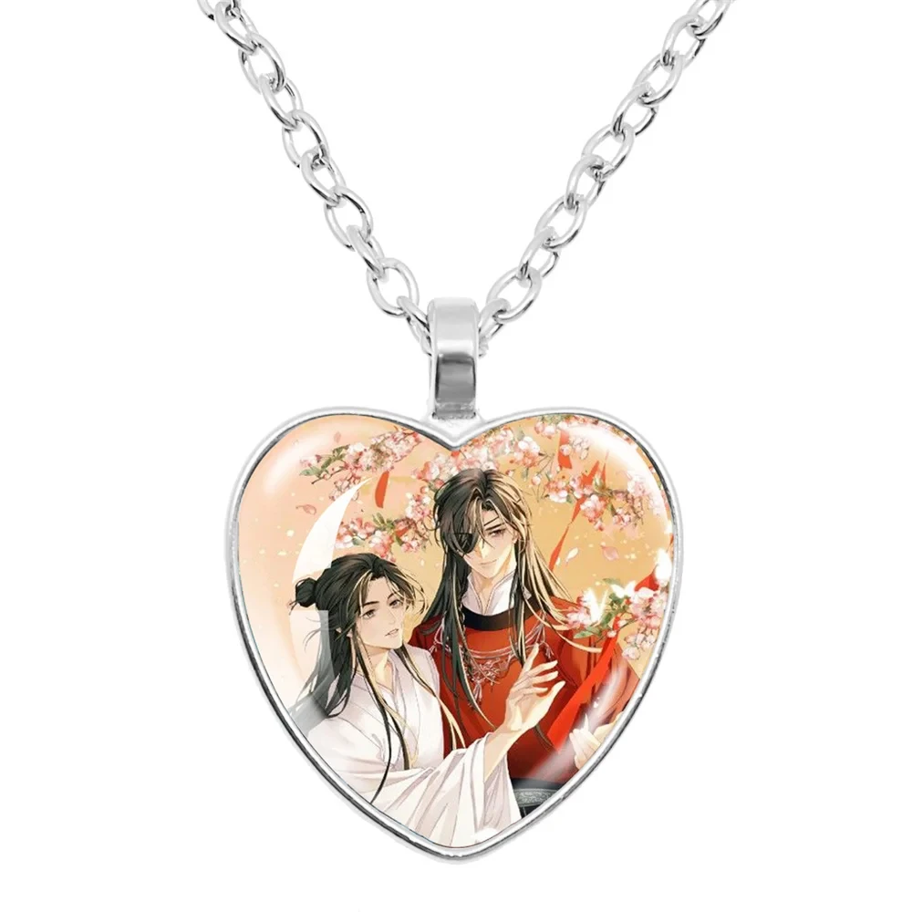 Tian Guan Ci Fu Hot Selling Anime Heaven Official’s Blessing Peach Heart Necklace Glass Hua Cheng Xie Lian Cosplay Necklaces