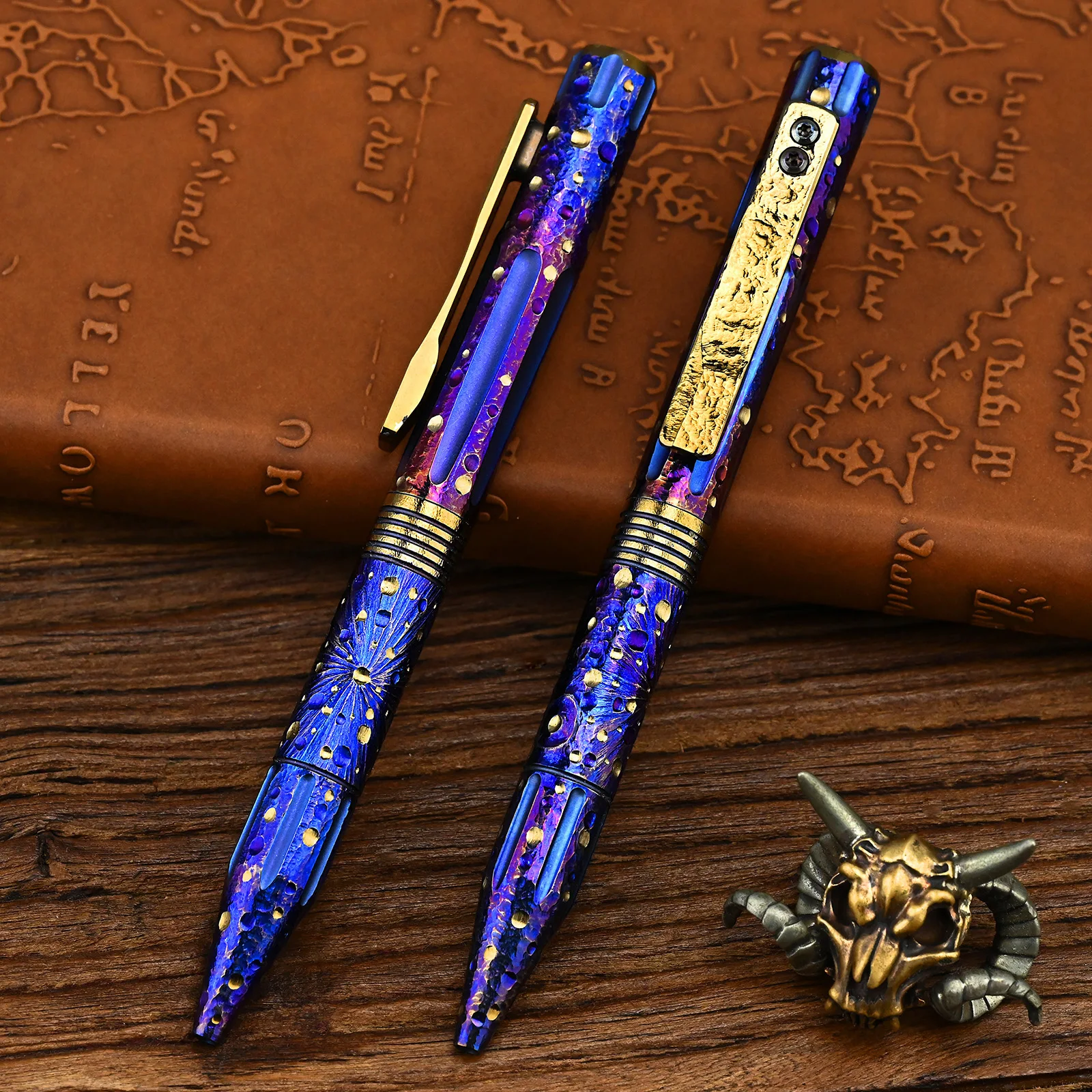 

Starry Sky Hand Carved Titanium Alloy Tactical Pen Limited Edition Anti Stress Fidget Signature Ballpoint Pen Portable EDC Tool