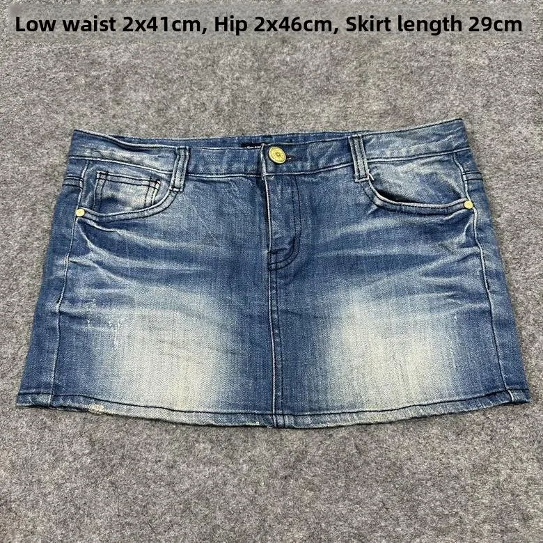 

Low Waist Vintage American Y2K Denim Skirt Sexy Student Girl ort Skirt Bodycon f-length Skirt Summer Cotton Blend