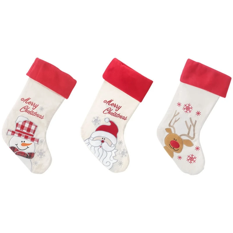 大きなクリスマスストッキング赤と白の暖炉ハンギングストッキングホリデーデコレーションストッキングクリスマスパーティー用品