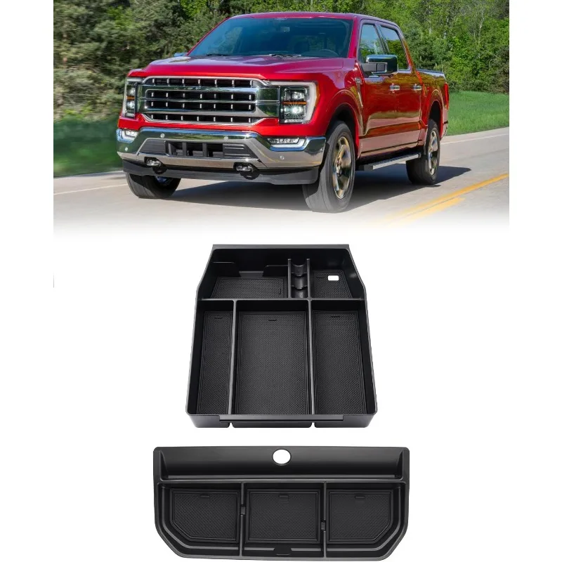 2PCS Center Console Organizer for Ford F-150 2021-2024, Dash Organizer for F150 Accessories Center Console Dash Storage Tray Das