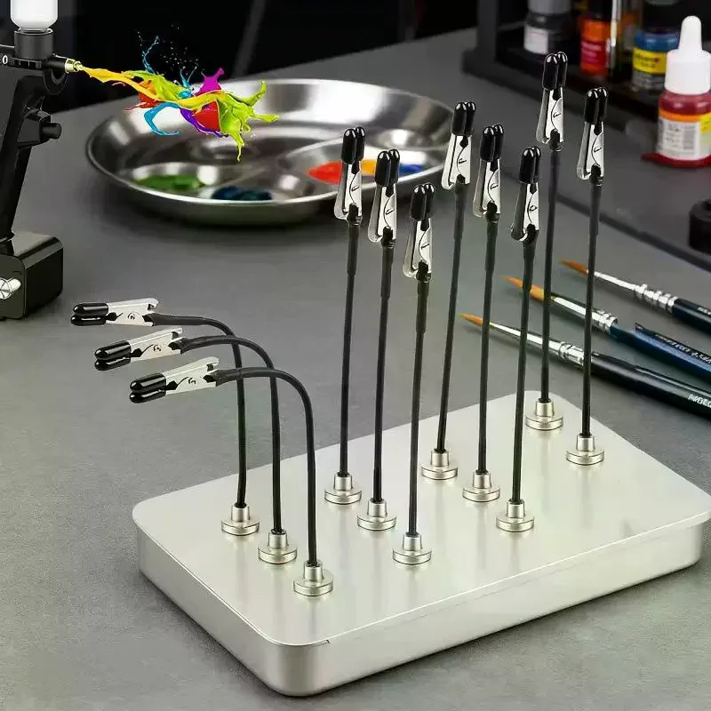 10/12PCS Third Hand With Strong Magnetic Base Flexible Arms PCB Holder For Electronics Repair – Alligator Clip Welding Tool