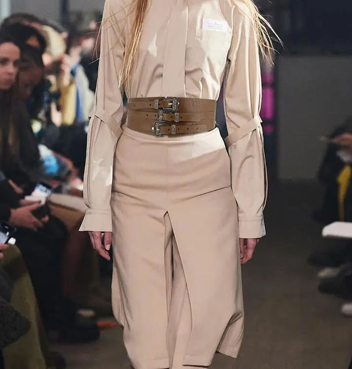 المرأة المدرج موضة جلد طبيعي مطاطا فستان Cummerbunds الكورسيهات حزام أحزمة الديكور واسعة حزام R2065