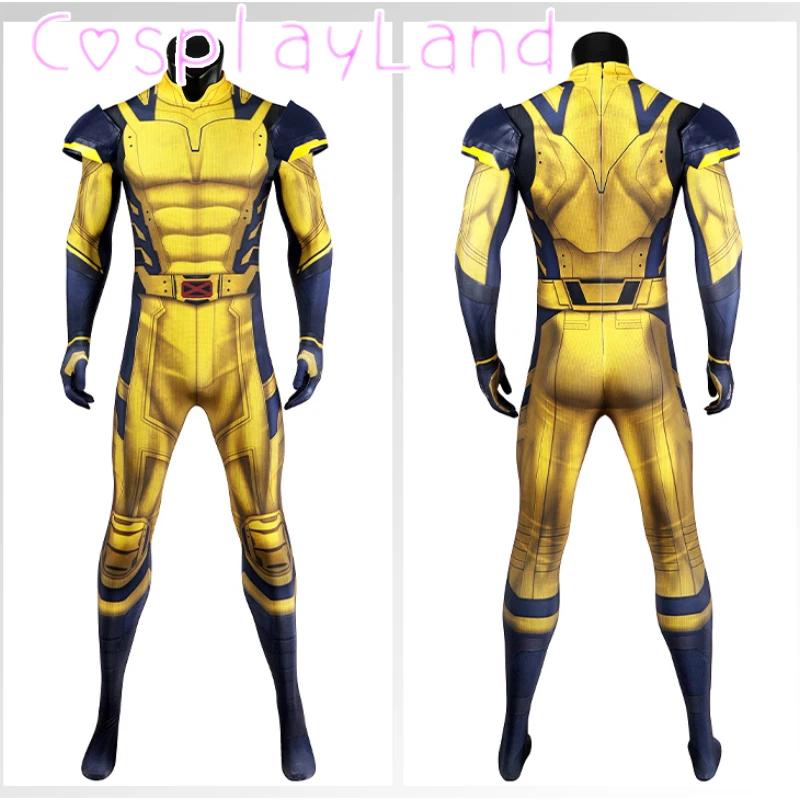 DP3 Logan James Cosplay 3D Printing Zentai Superhero Wolve Jumpsuit Yellow Costume Halloween Carnival for Men Suit Plus Size