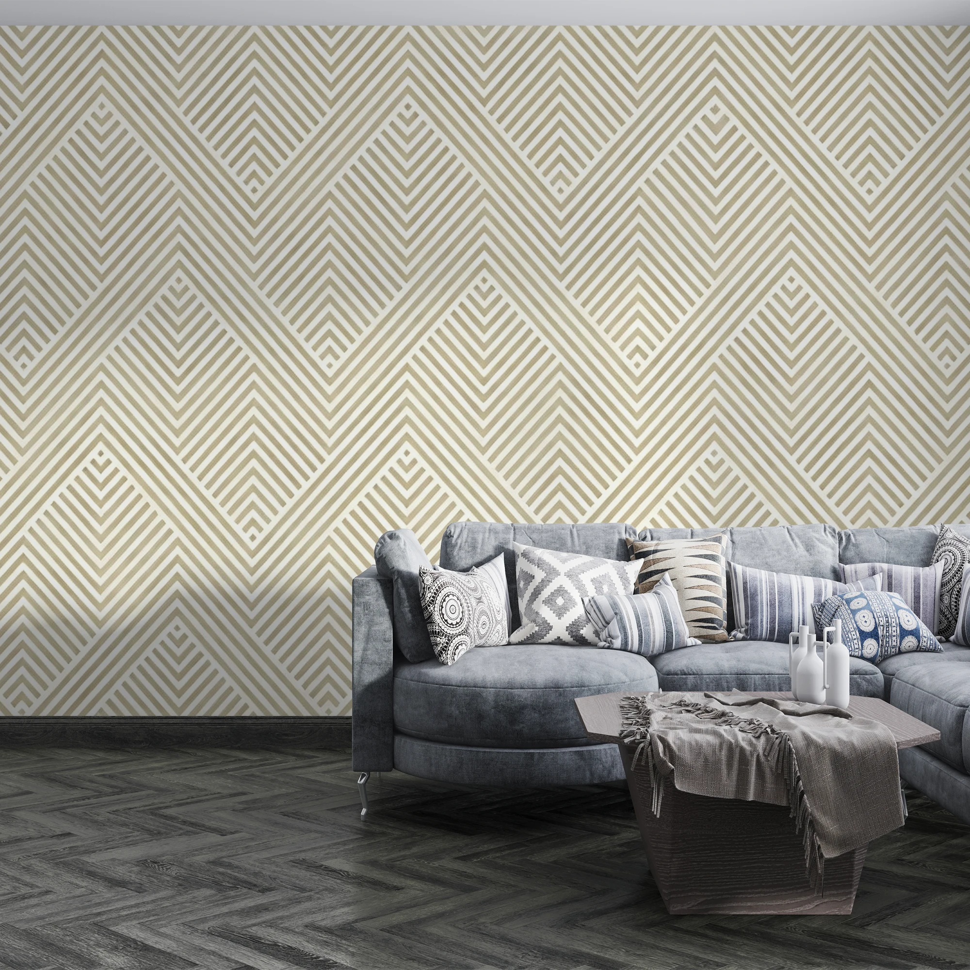 Geometric Diamond Stripe Wallpaper Beige Cream Self‑Adhesive Wall Mural Modern Minimalist Home Decor For Living Room Bedroom