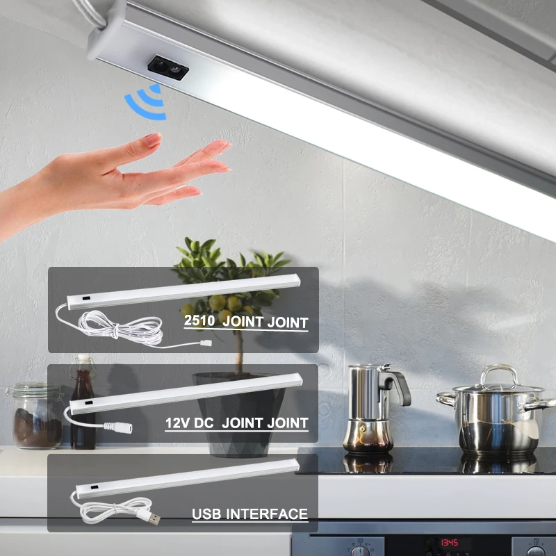 Led Under Cabinet Hand Sweep Sensor Smart Light 30cm 40cm 50cm For Kitchen Bedroom 12V Night Light Wardrobe Bed Lamp Lighting