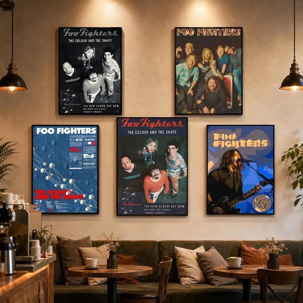 Rock Band F-Foo Fighters Poster Self-adhesive Art Waterproof Paper Sticker Coffee House Bar Dorm Room Wall Decor