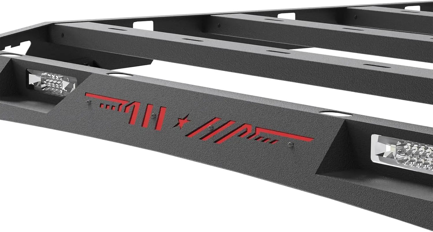 سلة سقف/رف أمتعة مناسب لـ 2014-2021 Toyota Tundra CrewMax (طاقم) نماذج الكابينة إطارات حامل البضائع شديدة التحمل باللون الأسود #3