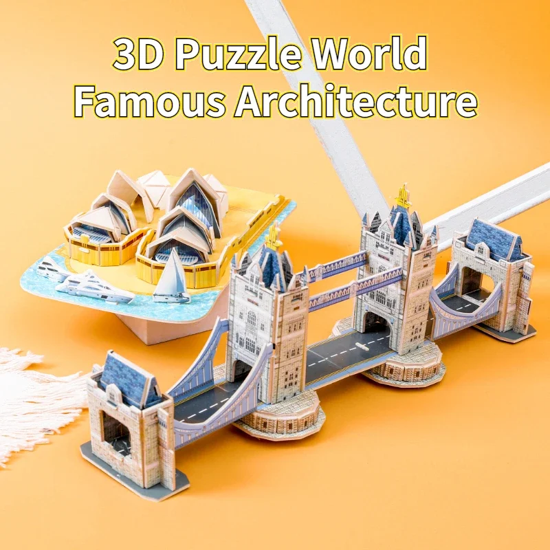 3D Puzzle weltberühmte Architektur Attraktionen handgemachte DIY Bau Kinder Bildung profitieren Intelligenz Papier Spielzeug