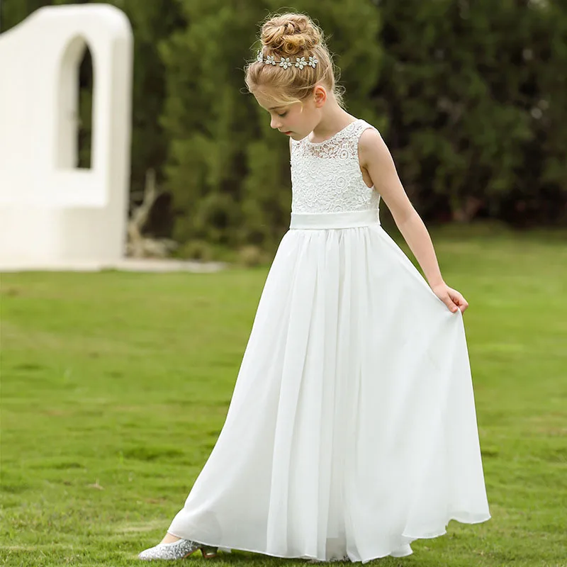 DongCMY vestido de fiesta de boda de flores para niños, gasa Simple, encaje, Piano, Princesa, vestido de cumpleaños para niñas