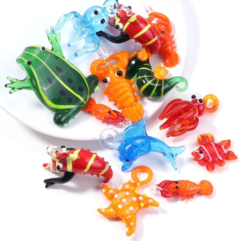 1pcs Ocean Lampwork Pendant Simulation Cute Animals Glass Beads Charms For Jewelry Making Necklace Earrings Key Chains ﻿ image 4