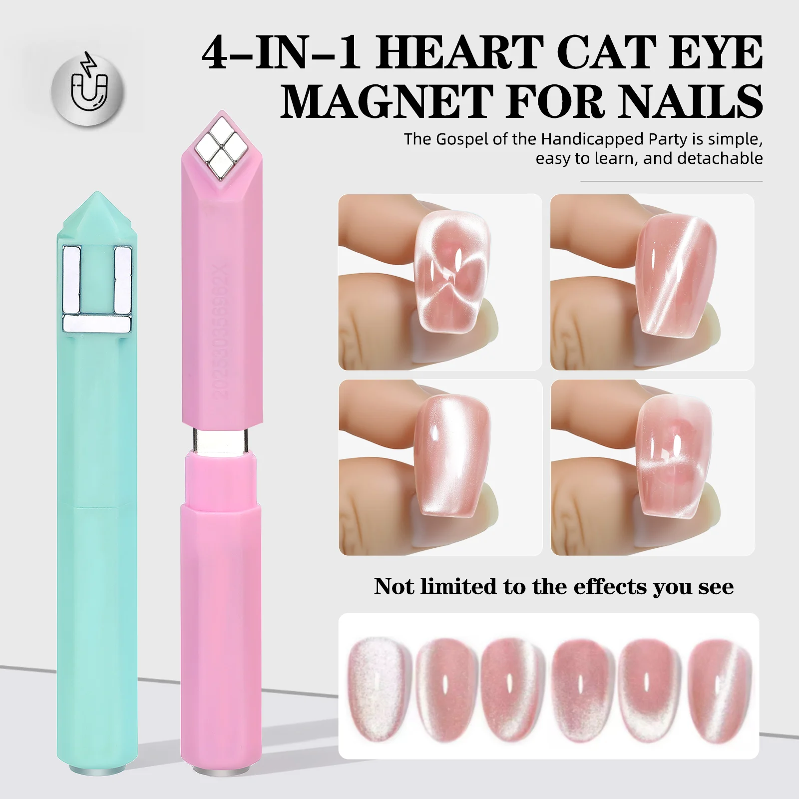 

4 in 1 Strong Magnetic Multi-functional Nail Magnet Tool Pens for Cat Eye Effect 3D Four-leaf Clover Pattern for Salon DIY Manic