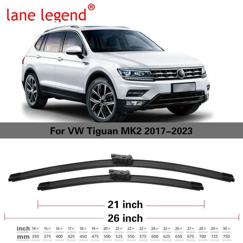 Para VW Volkswagen Tiguan MK2 2017-2023 26 "+ 21" + 14 "puestos de limpiaparabrisas traseros delanteros accesorios de corte 2017 2018 2019 2020