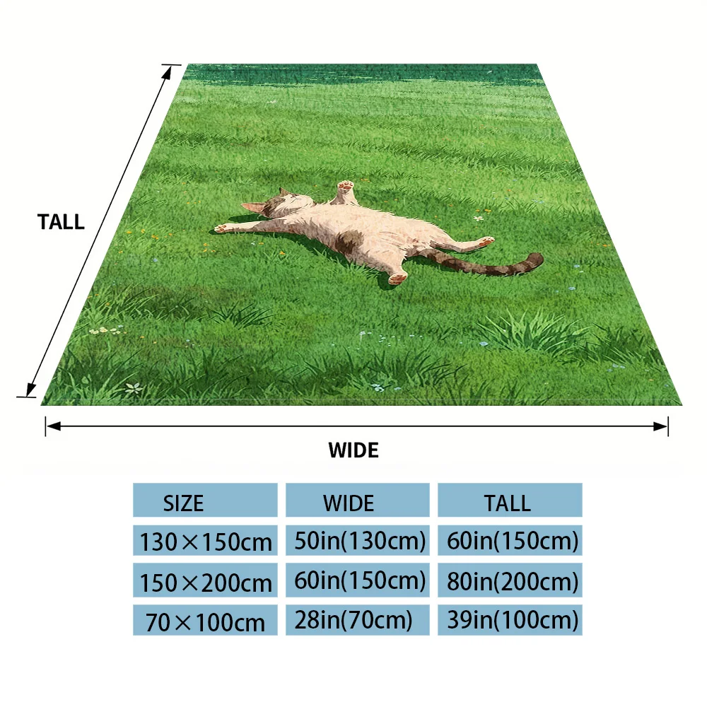 Meadow Napping Cat Four Season Flannel Blanket, Soft Plush Skin Friendly Sofa Blanket, A Great Gift Item
