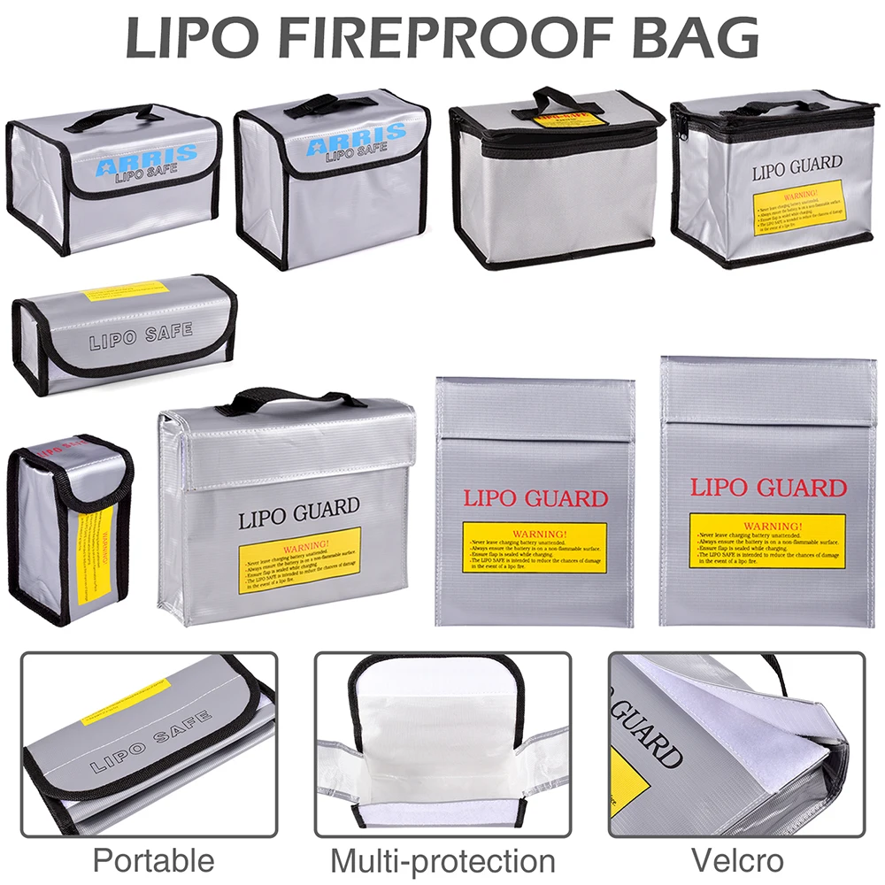 Lipo Bag Fireproof Guard Battery Safe for RC Car Drone Batteries Travel Storage Charging Large Explosion-Proof Bags Portable